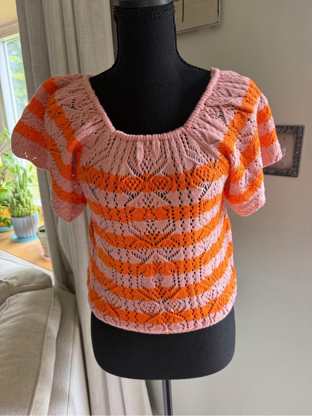Love By Design Coral Cloud & Persimmon Ruffle Knit Top